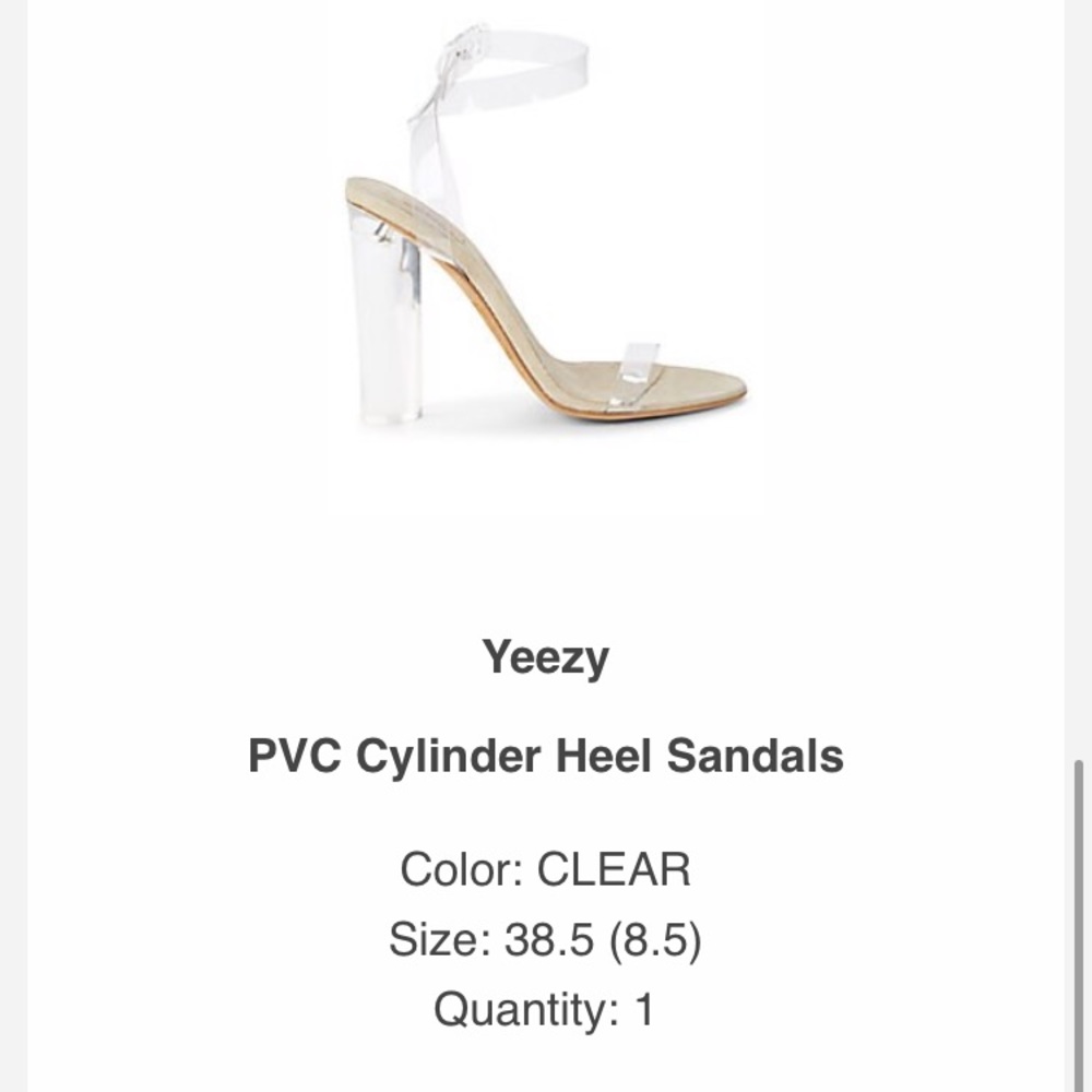 100% Authentic Yeezy clear heels. Size 38.5 (8.5)